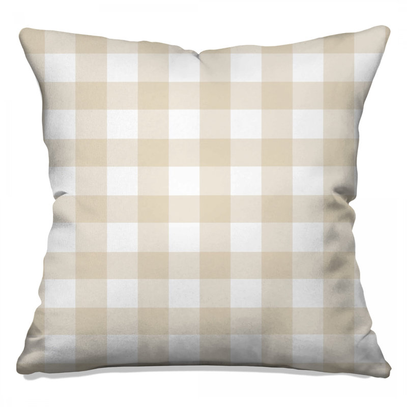 Coussins décoratifs à motif vichy beige et blanc, 18 x 18 inches