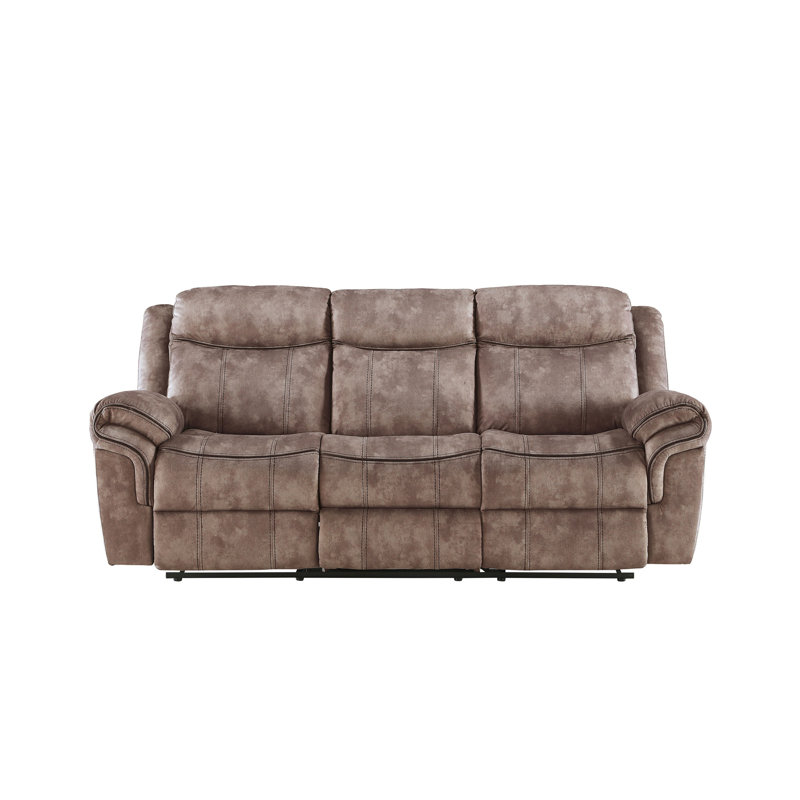 Canapé inclinable en velours chocolat deux tons Zubaida avec port USB et table rabattable, Chocolat
