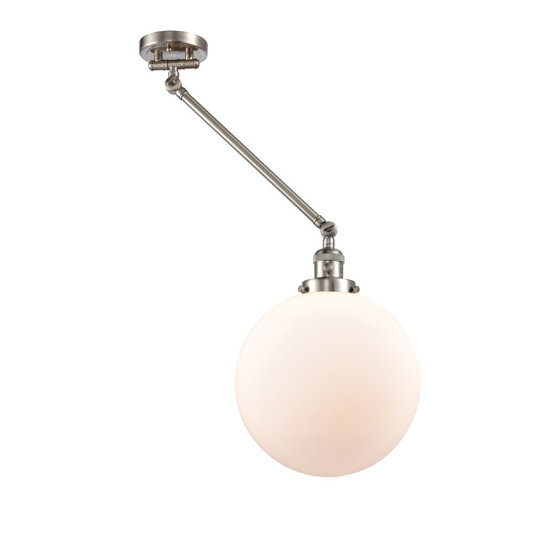 Applique articulée à 1 lumière à intensité variable Shauna, Blanc mat, Nickel satiné brossé