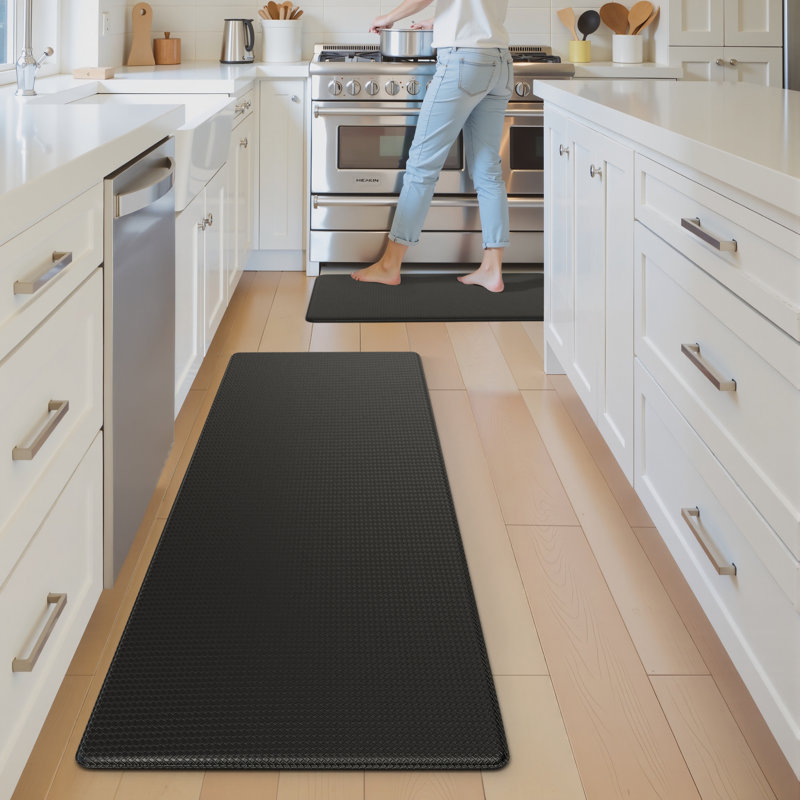 Anti-fatigue Kitchen Mat Non-skid Waterproof Kitchen Rug, Gray, Rectangle 17" x 79"