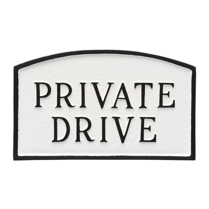 Grande enseigne sur plaque privée à grande arche, Blanc / noir, H 13 po x l 21 po x P 0,25 po