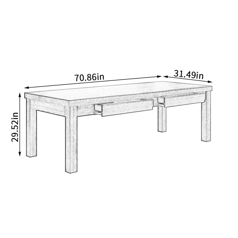 Ash Solid Wood Dining Table, 31.49" W x 70.86" L