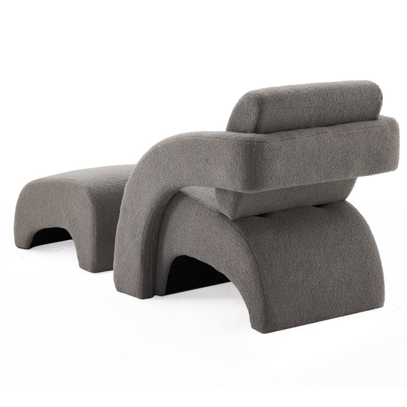 Fauteuil rembourré avec repose-pieds, Gris