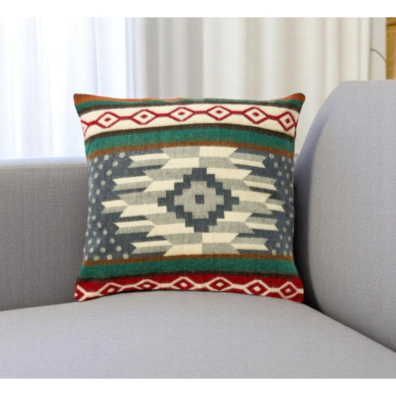 Housse de coussin 20 po bleu et ivoire Southwestern