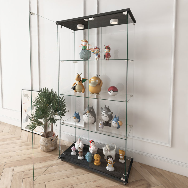 Vitrine moderne en verre avec lumières DEL, Noir