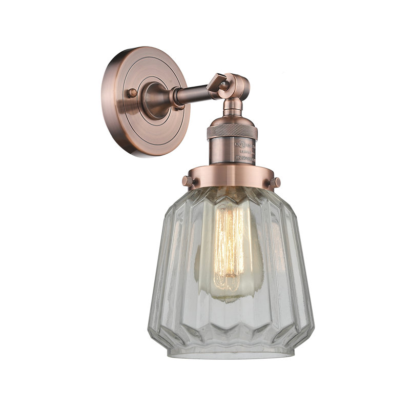 Appliquee à bras 1 lumières Vinson, Cuivre antique, Transparent
