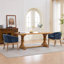 Fauteuil en chenille bleu riche pour la salle à manger et le salon, style baril de style Mid-Century moderne, structure en bois massif, siège de 19 pouces de large