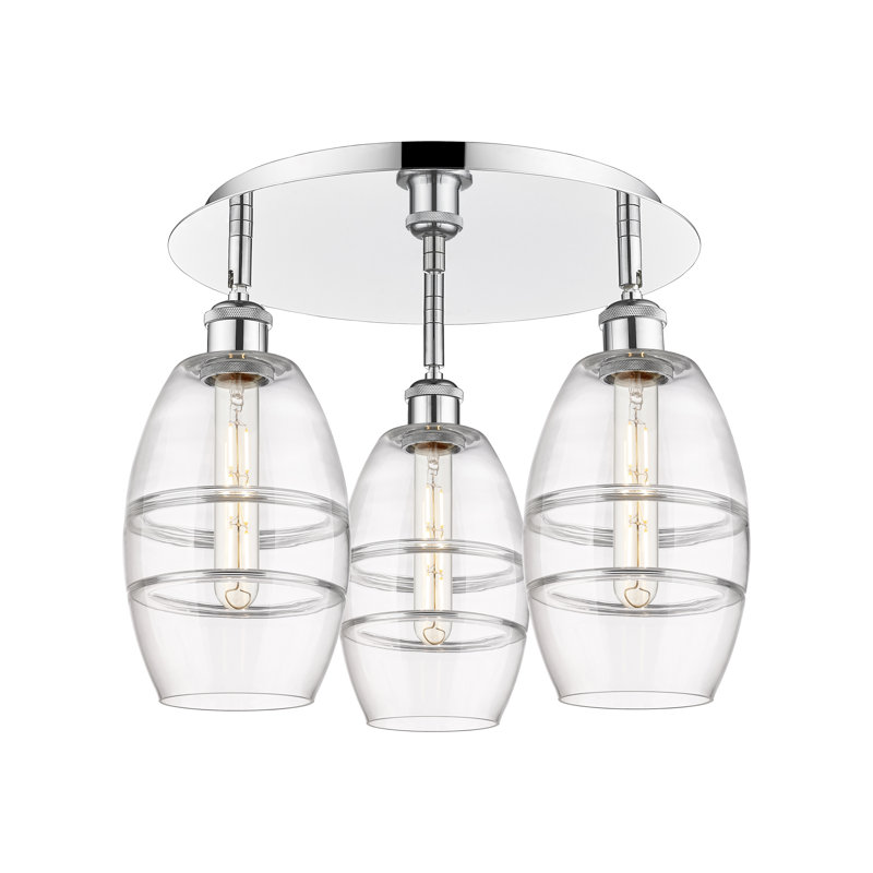 Plafonnier encastré Dundrod, Chrome poli, H 9,13 po x l 17,63 po x P 17,63 po, Transparent