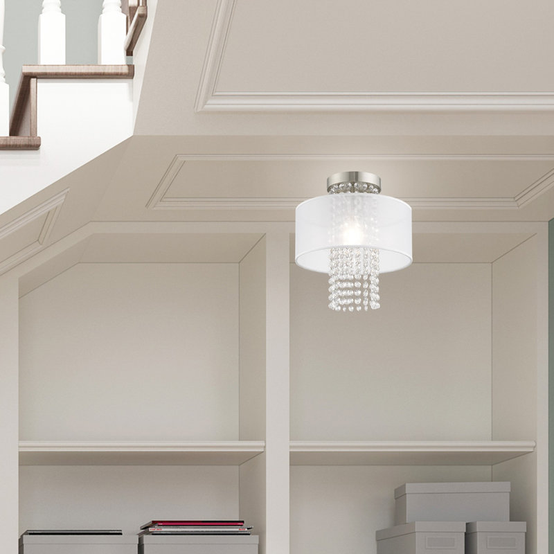 Plafonnier semi-encastré 1 lumière Haney, H 12 po x l 11 po x p 11 po, Translucide