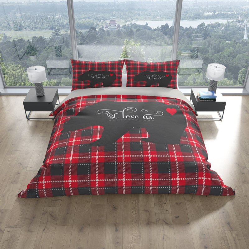 Ensemble de housse de couette I Love Us Bear, Housse de couette grand + 2 taies décoratives