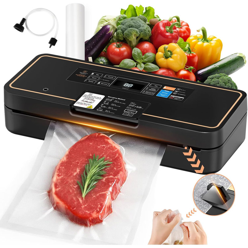 Scelleuse sous vide pour aliments, machine de scellage sous vide pour aliments 95kPa, scellage rapide 135W 12L / min avec découpe automatique
