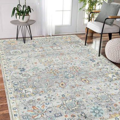Genevrier Traditional Floral Durable Performance Indoor/Outdoor Area Rug