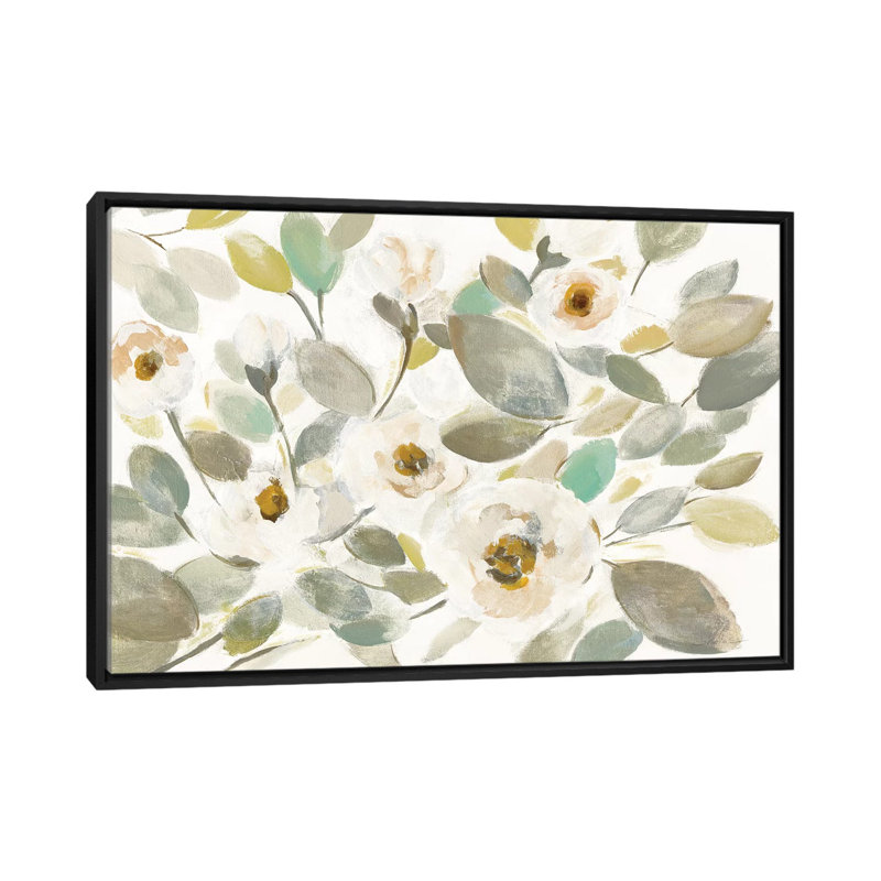 « fleuriing branches ii on white » par silvia vassileva,, impression sur toile, H 18 po x l 26 po x P 1,5 po, Pas de tapis