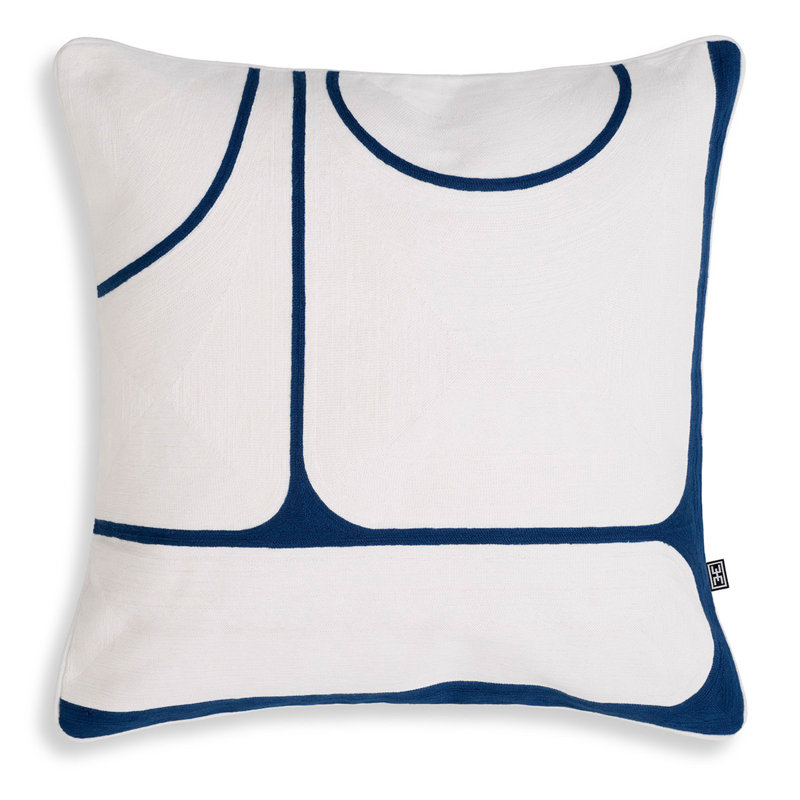 Sabrosa Square Pillow Cover & Insert, White/Blue Abstract 