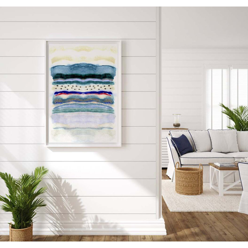 Seaside Stripe By Kristi Kohut, White Wood, 18" H x 24" W