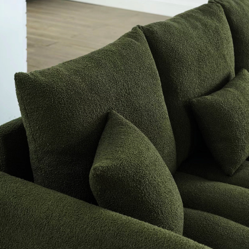 82 po avec velours et structure en bois - 3, confortable, moderne uni