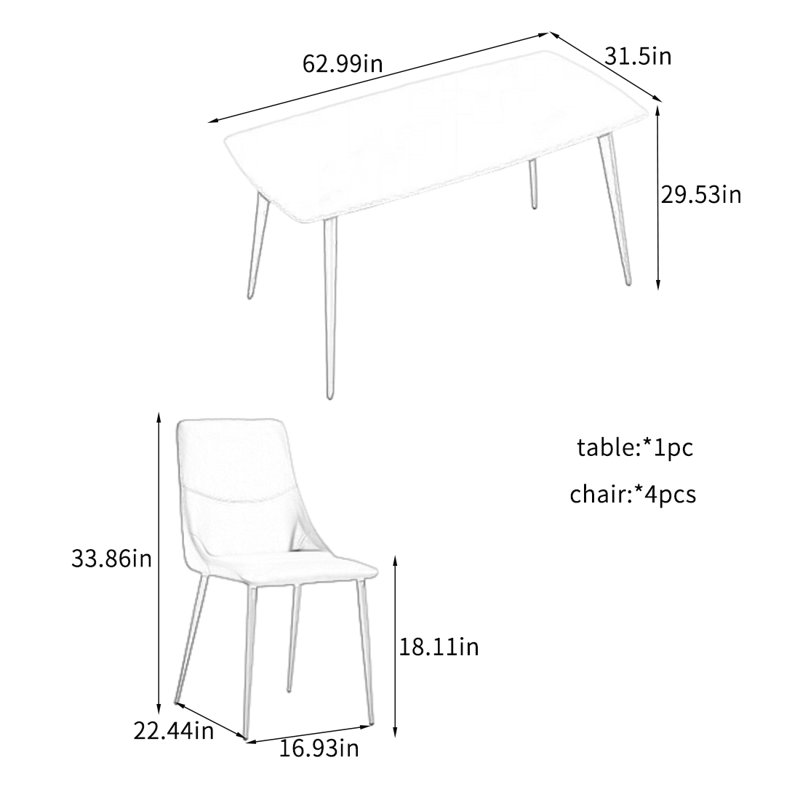 Thickened Rock Plate Dining Table Sets., 5
