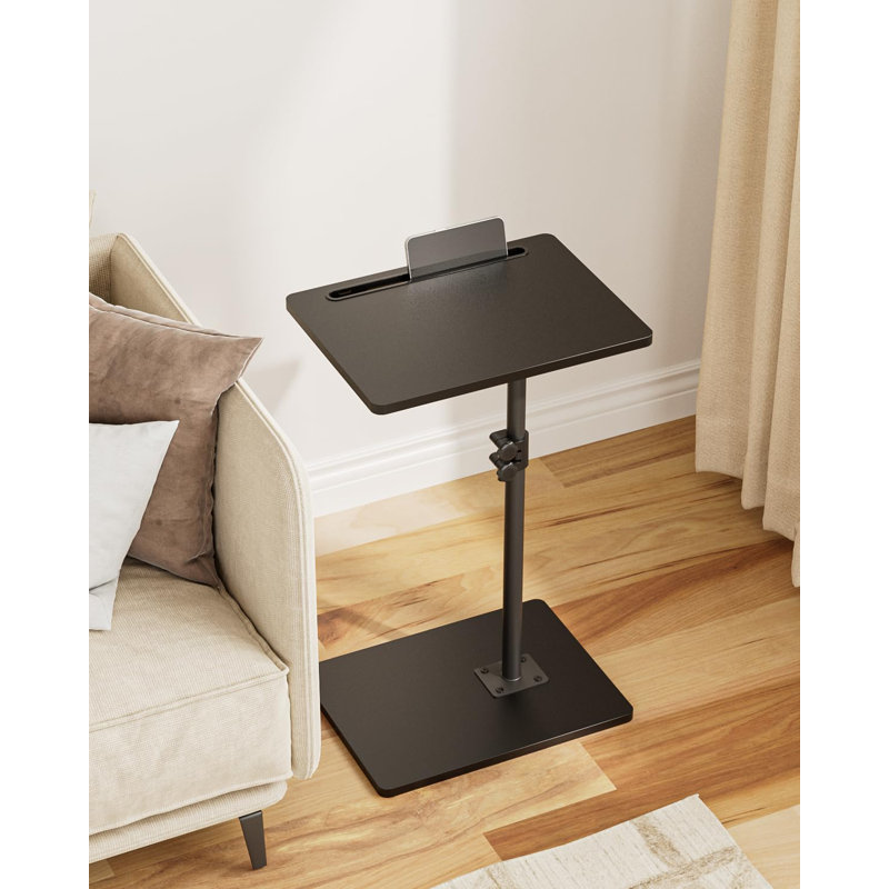 Table de plateau avec accoudoirs de canapé, table de bout pivotante à 360 ° à hauteur réglable, petite table d'appoint pour canapé, table en forme de C pour lit, noir