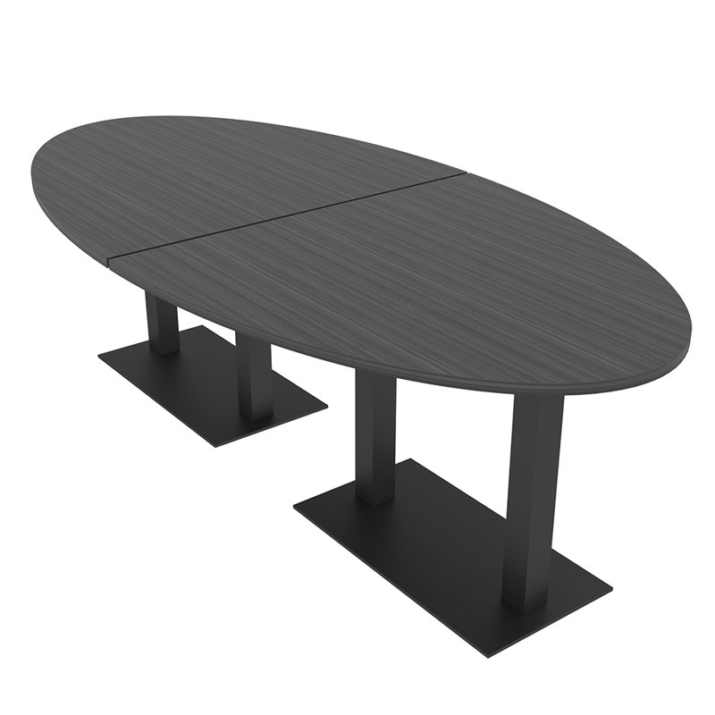 Conference Table with Double Bases, Asian Night Silver Base, Matte Black, 29" H x 96" L x 45" W