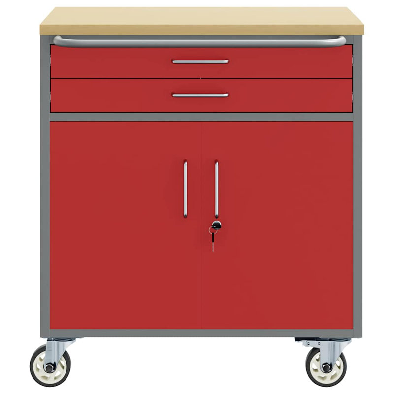 Workbench 75 X 45 X 85 Cm Powder-Coated Steel, Red
