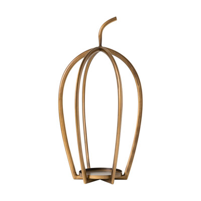 Golden pumpkin-shaped floor tabletop candle holer