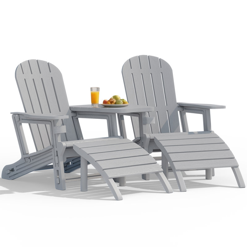  2-Person Outdoor Adirondack Chair Set, Gray