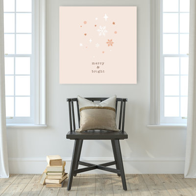 «Merry Bright Snowflakes Abstract Contemporary Winter Landscape», reproduction d'art mural