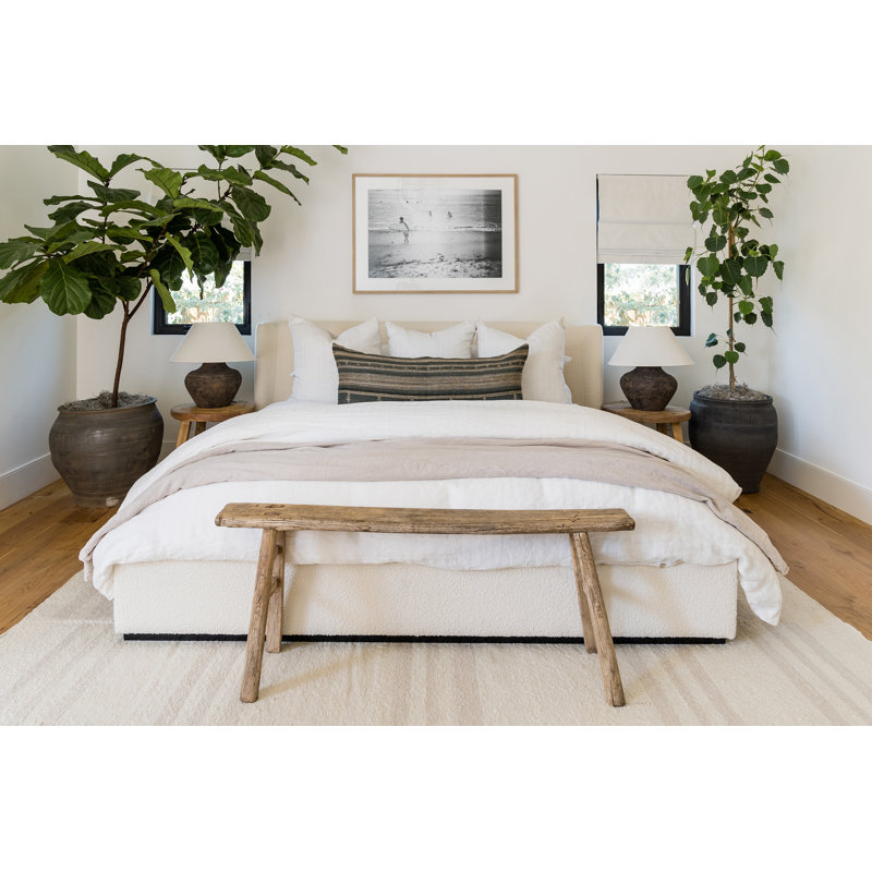 Koukila Linen Striped Area Rug in Beige, Rectangle 6'3" x 9'