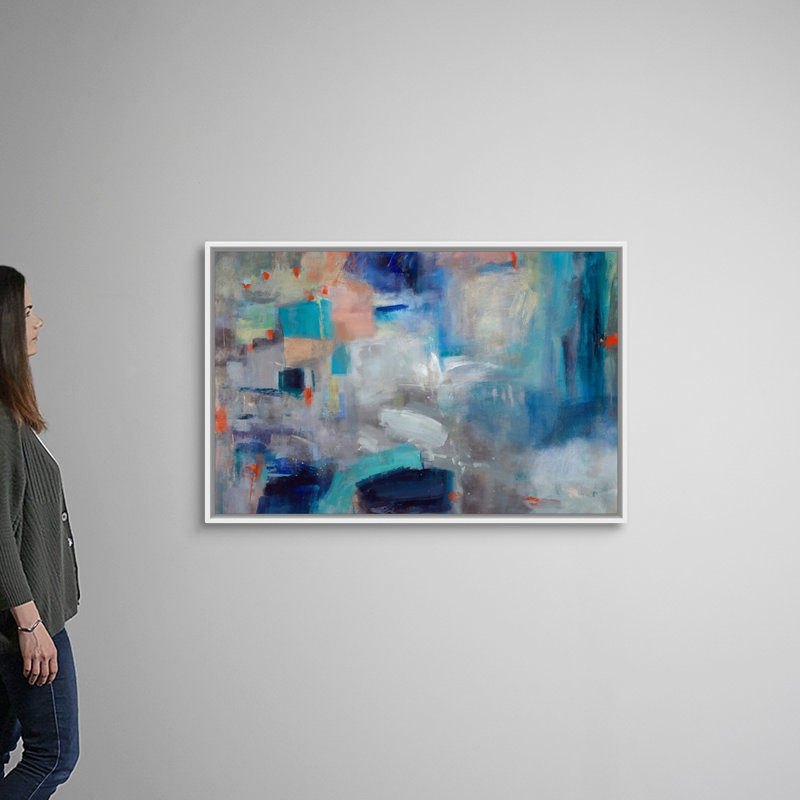 Reproduction d'art sur toile, Cadre flottant blanc, H 34 po x l 50 po x P 1,75 po