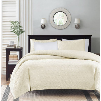 Ensemble de courtepointe réversible crème double / grand