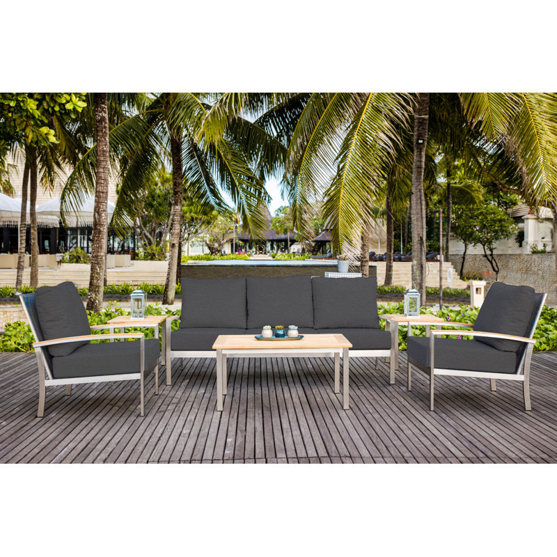 Avanti Stainless Steel Sling Outdoor Deep Seating Lounge Chair, Cast Charcoal