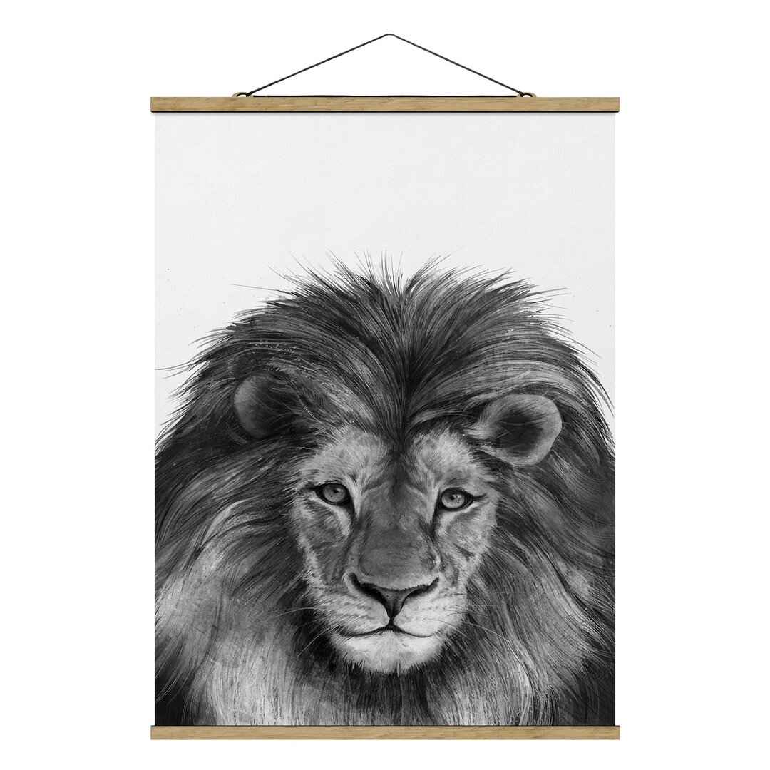 Grafikdruck Illustration Lion Schwarz Weiß von Laura Graves