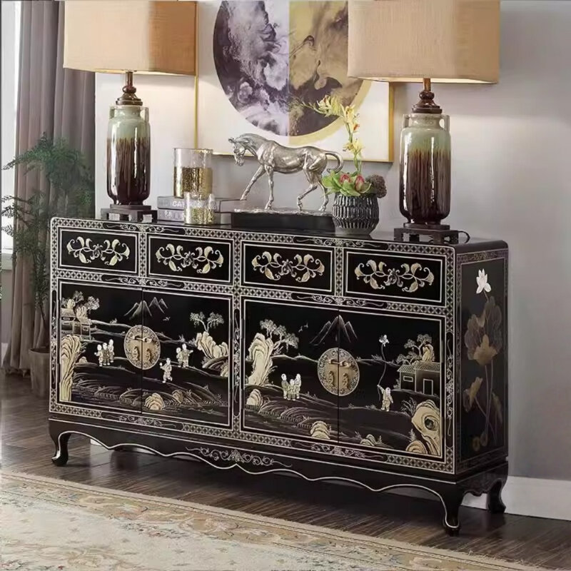 Armoire d'entrée noire rétro