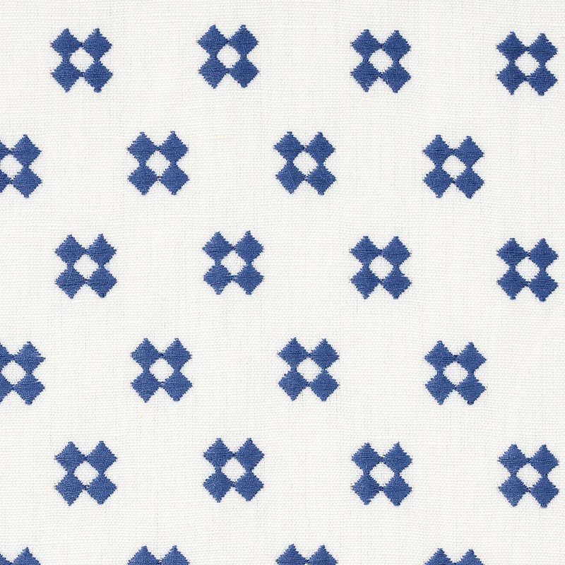 Tissu de broderie Thandie, Bleu/Ivoire