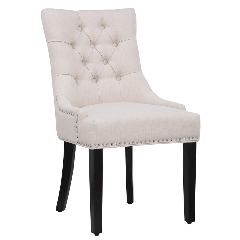 Wren 20'' H Tufted Linen Upholstered Parsons Chair, Beige