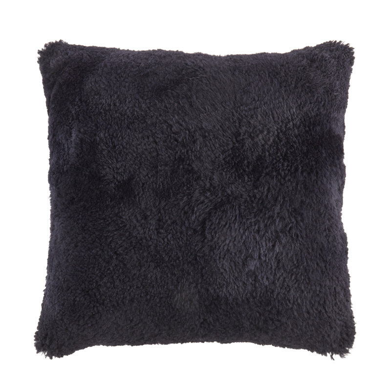 Shearling Collection Sheepskin Throw Pillow, Black, Down