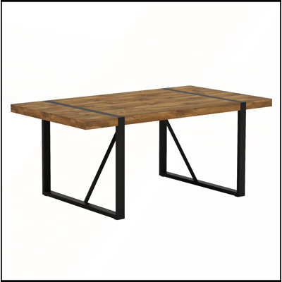 Rustic Industrial Rectangular Wood Dining Table for Family Gatherings