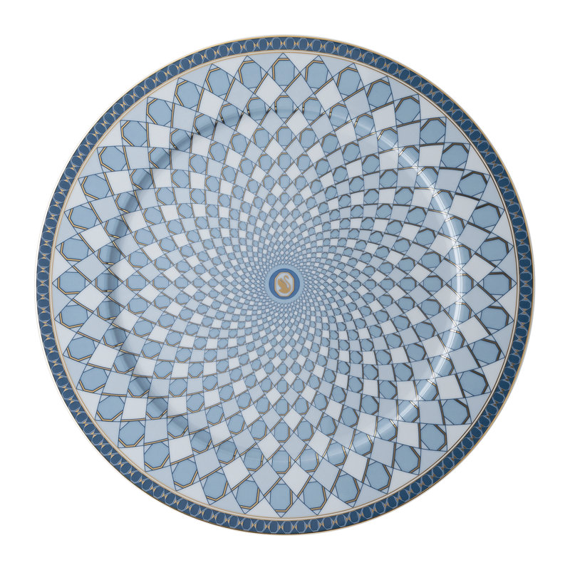 Swarovski Signum -  Service Plate 13 In Azure Blue, Blue
