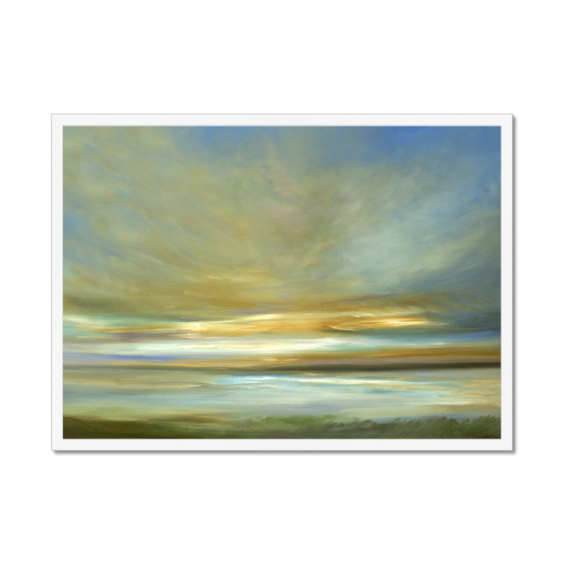 Light On The Dunes by Sheila Finch - Painting, 34cm H x 50cm W, White Framed Paper Print