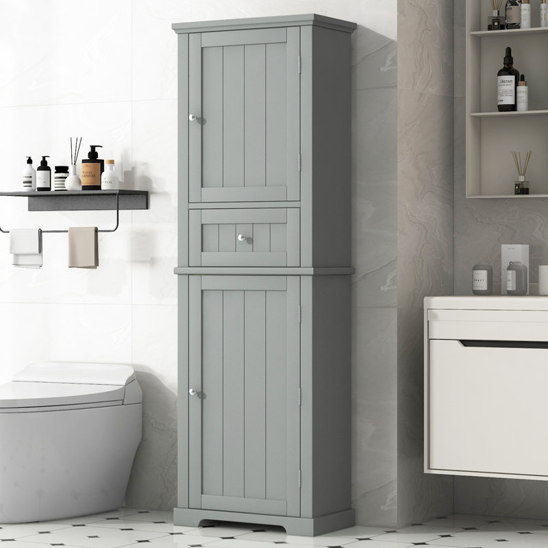 Grande armoire de rangement pour salle de bain, H 67,7 po x l 22 po x P 11 po, Gris