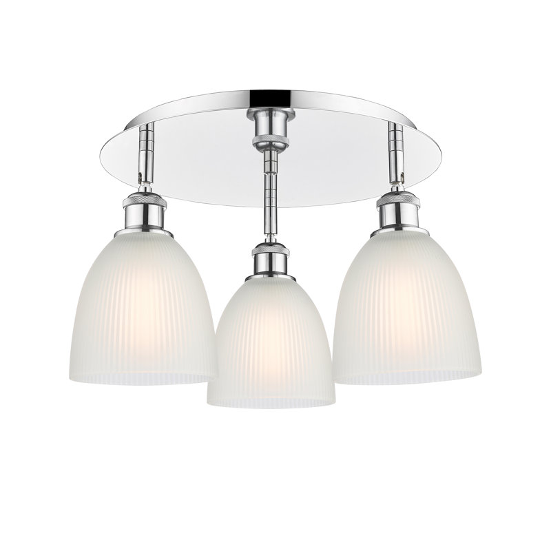 Plafonnier encastré en verre Berush, Blanc, Chrome poli