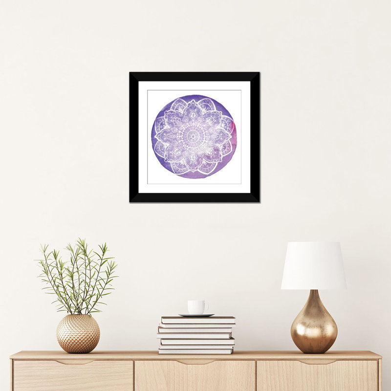 « plum primrose », reproduction sur toile, H 16 po x l 16 po x P 1 po, Papier d'art encadré noir, Blanc