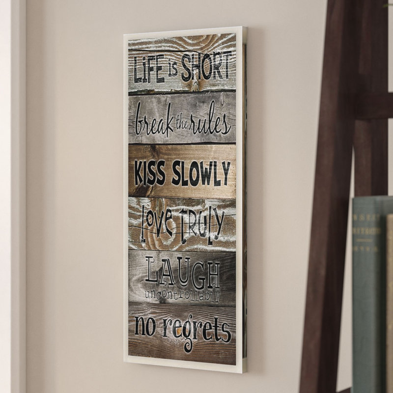 « life is short »-impression typographique, H 7 po x l 17 po, Plaque murale