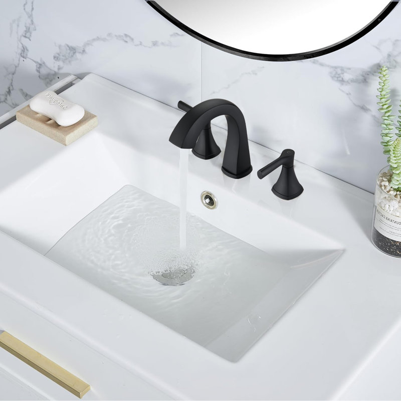 2-handle Bathroom Faucet with Drain Assembly, Matte Black