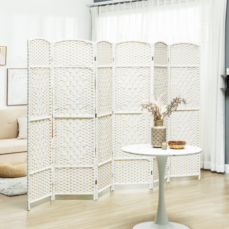 Paravent pliable à 6 panneaux, 1,83 m de hauteur, en bois, autoportant, blanc, pour bureau à domicile.