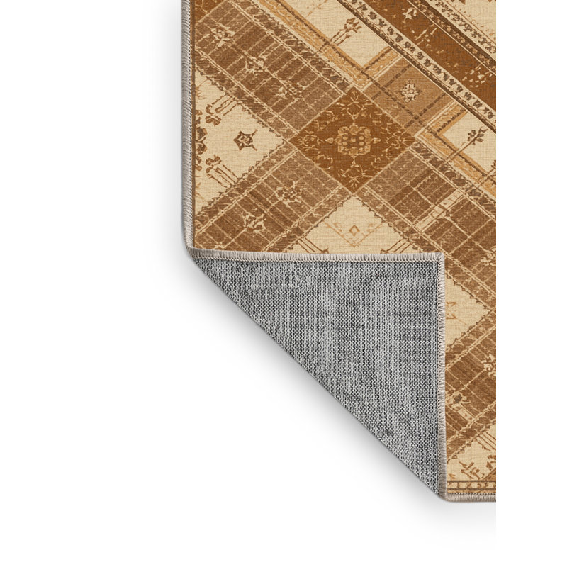 Tapis oriental traditionnel brun et beige lavable à la machine Pantelis, 7x10