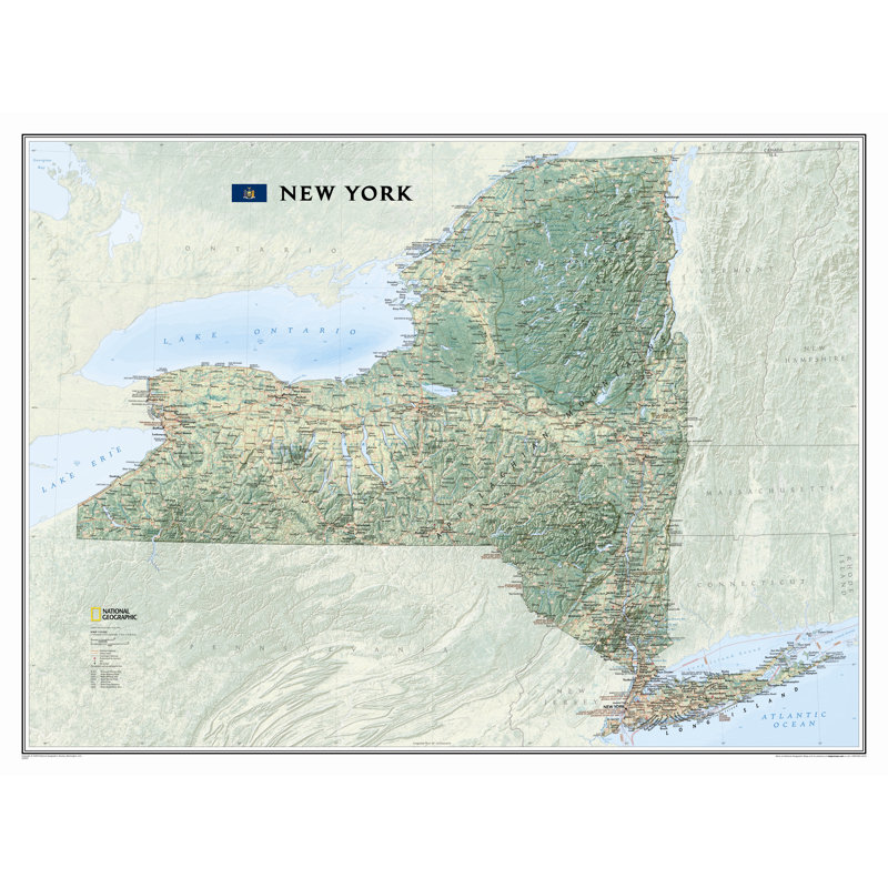 New York State Wall Map, Laminated