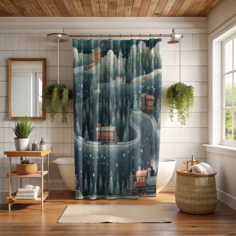 Rideau de douche Merry Train - Premium, H 74 po x l 71 po