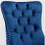 Collection Nikki, chaise de salle à manger rembourrée en velours de bois massif et moderne avec pieds en acier inoxydable chromé, garniture cloutée, ensemble de 2, bleu et chrome-1139609214