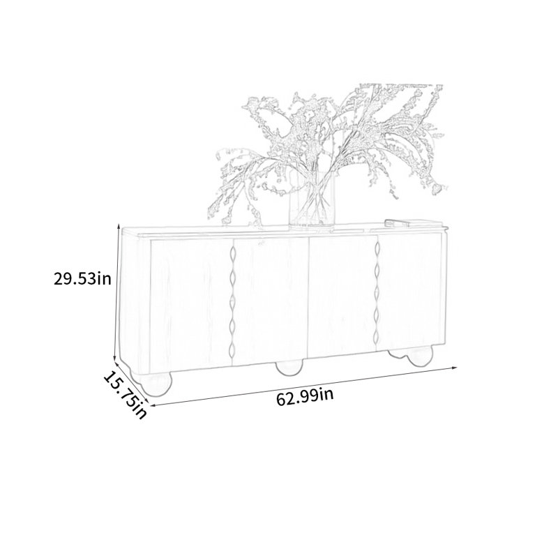 Un buffet en marbre de style moyen, H 29,53 po x l 62,99 po x P 15,75 po